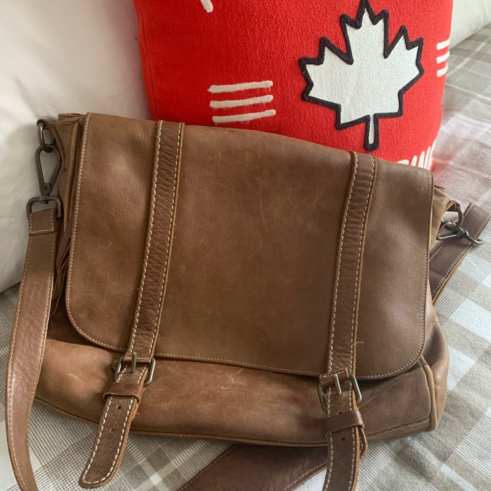 Roots Leather Messenger Bag